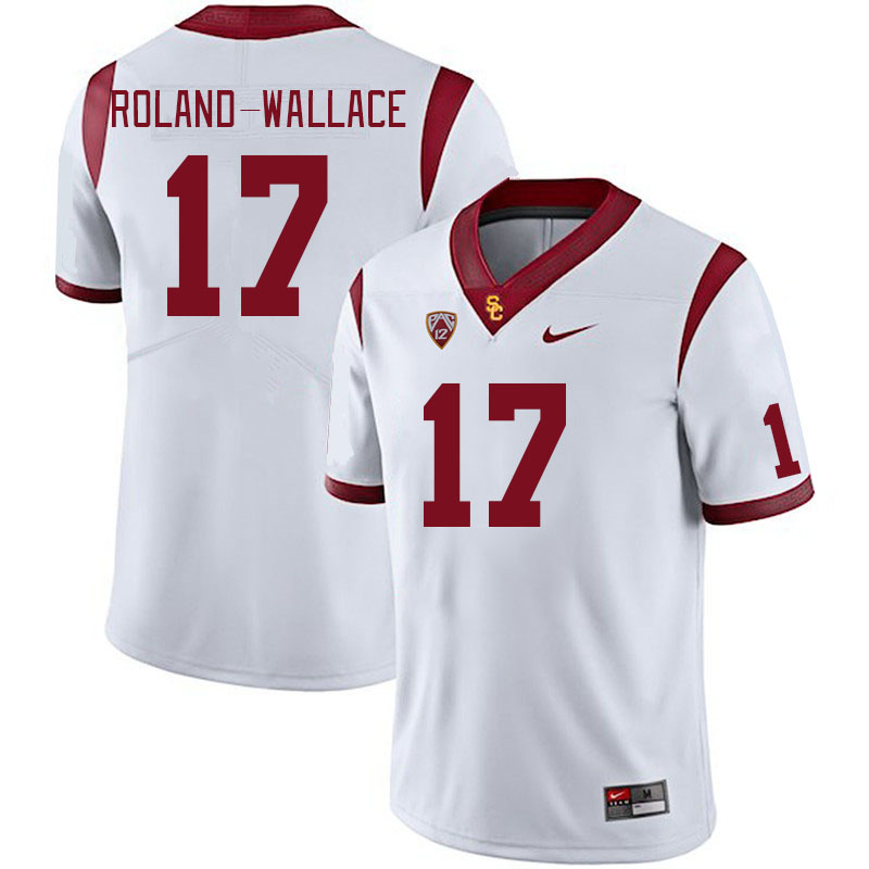 Men #17 Christian Roland-Wallace USC Trojans College Football Jerseys Stitched Sale-White